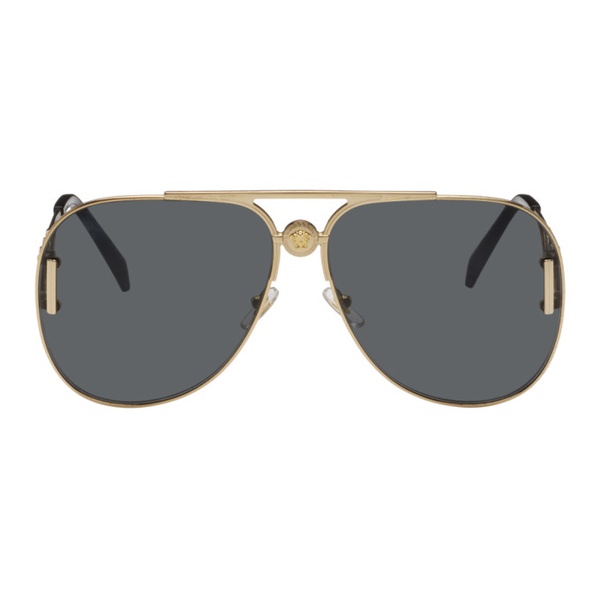 베르사체 베르사체 Versace Gold Medusa Pilot Biggie Sunglasses 241404M134003