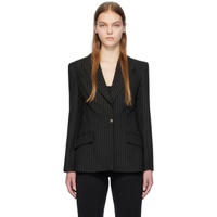 베르사체 진 꾸뛰르 베르사체 Versace Jeans Couture Black Pinstripe Blazer 241202F057000