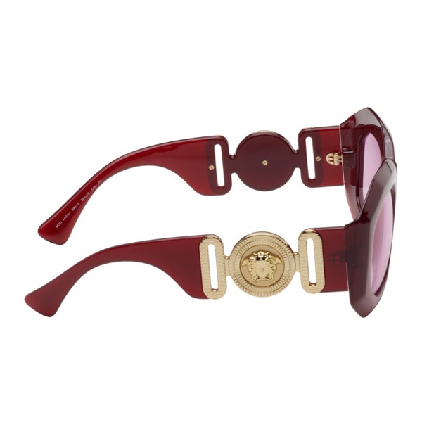 베르사체 베르사체 Versace Burgundy Maxi Medusa Biggie Squared Sunglasses 241404F005086