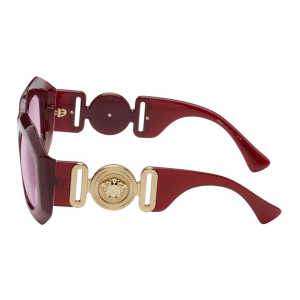 베르사체 베르사체 Versace Burgundy Maxi Medusa Biggie Squared Sunglasses 241404F005086