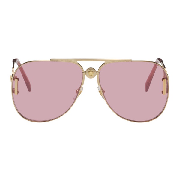 베르사체 베르사체 Versace Gold & Pink Medusa Biggie Pilot Sunglasses 241404F005097