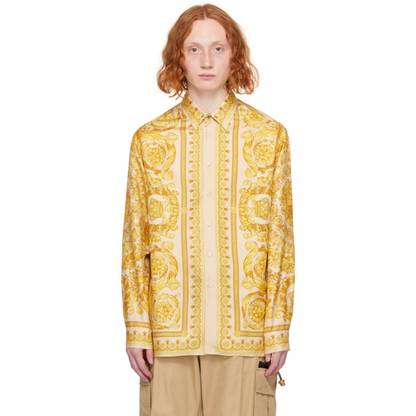 베르사체 베르사체 Versace Beige & Yellow Barocco Shirt 241404M192020