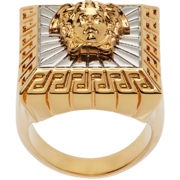 베르사체 베르사체 Versace Gold & Silver Medusa Square Ring 241404M147035