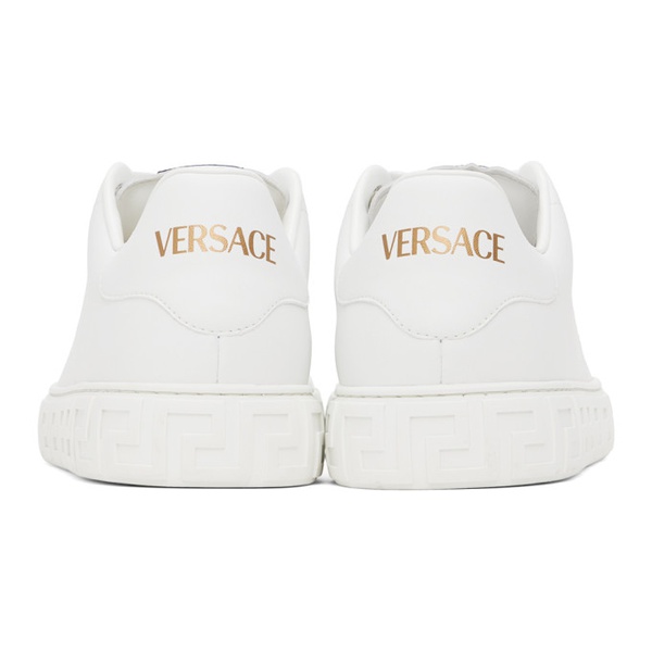 베르사체 베르사체 Versace White Embroidered Greca Sneakers 241404M237026