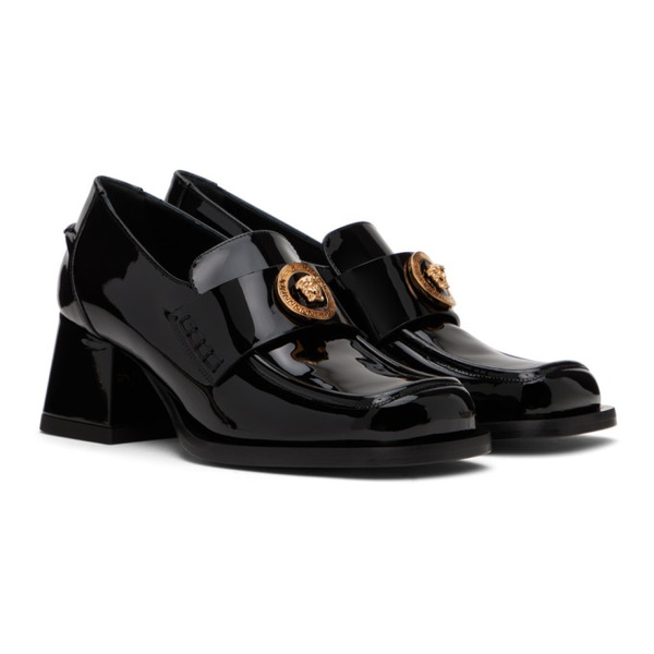 베르사체 베르사체 Versace Black Alia Patent Loafer Heels 241404F122007