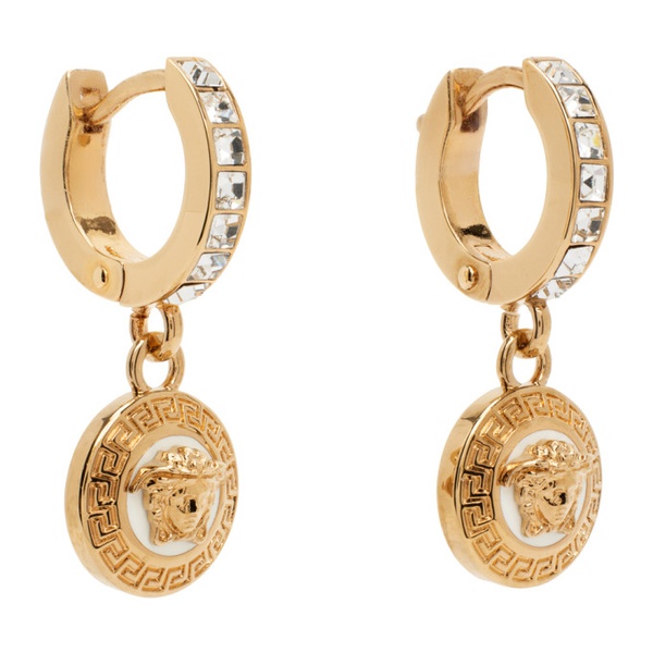 베르사체 베르사체 Versace Gold Metal Strass Medusa Earrings 232404F022015