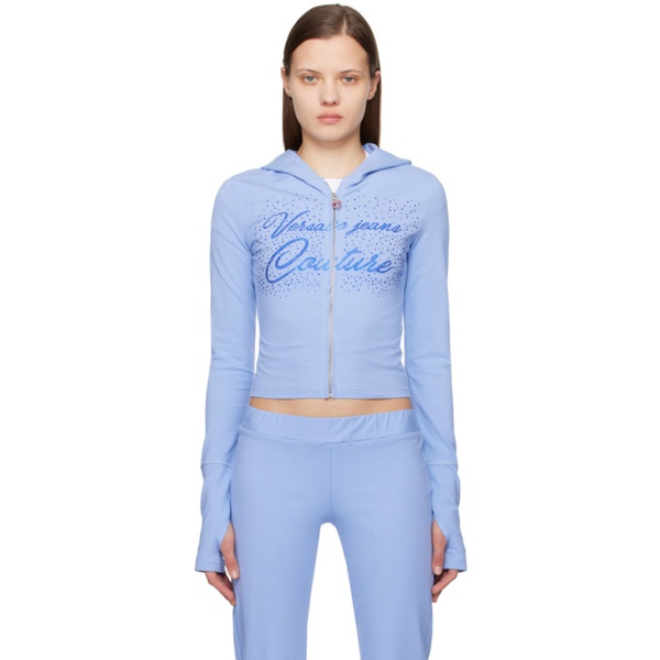 베르사체 베르사체 진 꾸뛰르 베르사체 Versace Jeans Couture Blue Crystal-Cut Hoodie 241202F097002