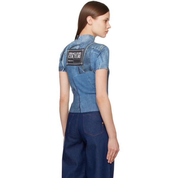 베르사체 베르사체 진 꾸뛰르 베르사체 Versace Jeans Couture Indigo Trompe Loeil T-Shirt 241202F110031