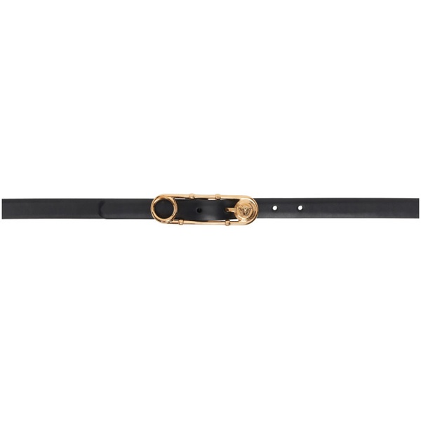 베르사체 베르사체 Versace Black Safety Pin Leather Belt 241404F001005