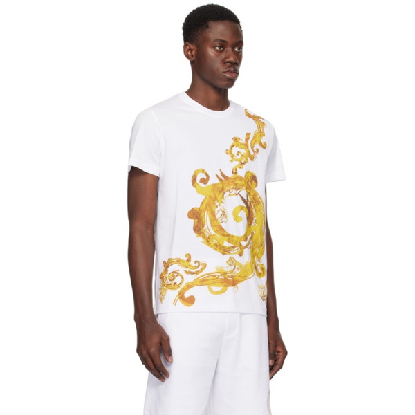 베르사체 베르사체 진 꾸뛰르 베르사체 Versace Jeans Couture White Watercolor Couture T-Shirt 241202M213038