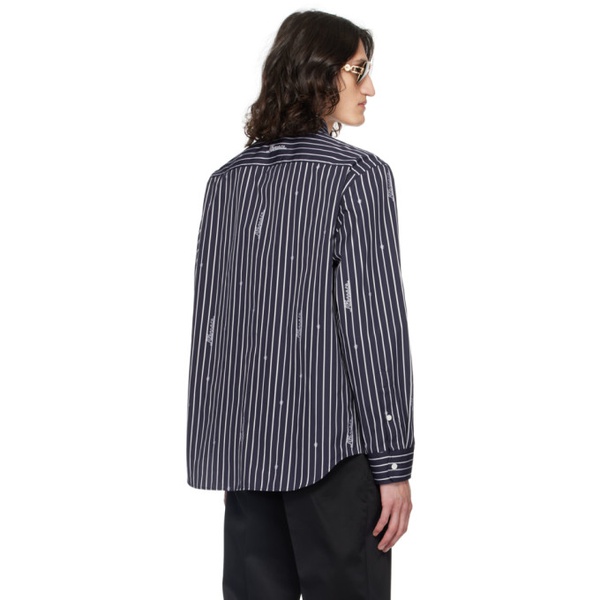 베르사체 베르사체 Versace Navy Nautical Stripe Shirt 241404M192014