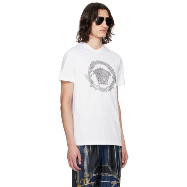 베르사체 베르사체 Versace White Medusa Cartouche T-Shirt 241404M213031