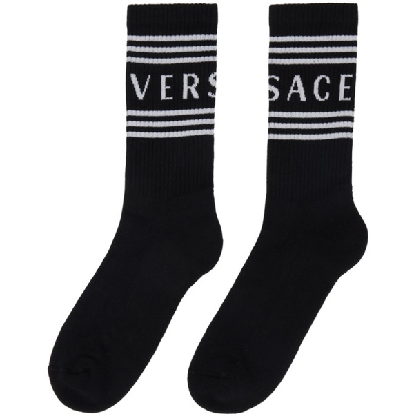 베르사체 베르사체 Versace Black & White 90s Vintage Logo Socks 241404M220024
