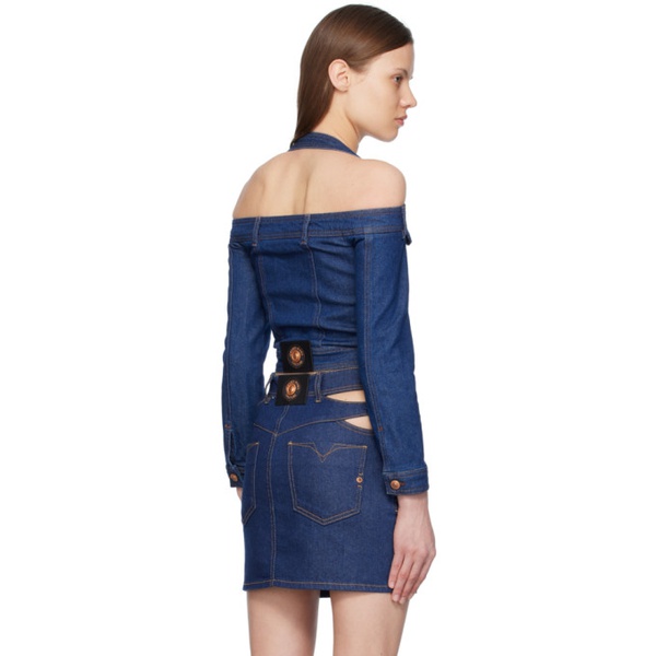 베르사체 베르사체 진 꾸뛰르 베르사체 Versace Jeans Couture Indigo Buttoned Denim Blouse 241202F060000