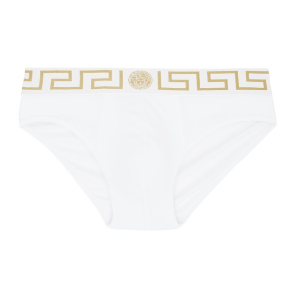 베르사체 베르사체 언더웨어 베르사체 Versace Underwear White Greca Border Briefs 231653M217027