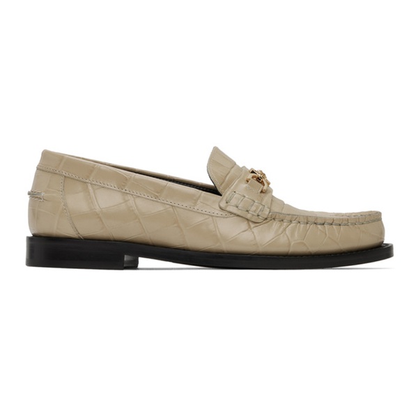 베르사체 베르사체 Versace Beige Croc-Effect Medusa 95 Loafers 241404F121000