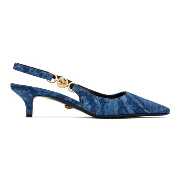베르사체 베르사체 Versace Blue Barocco Denim Heels 241404F122003