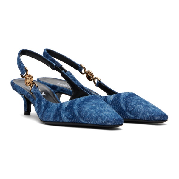 베르사체 베르사체 Versace Blue Barocco Denim Heels 241404F122003