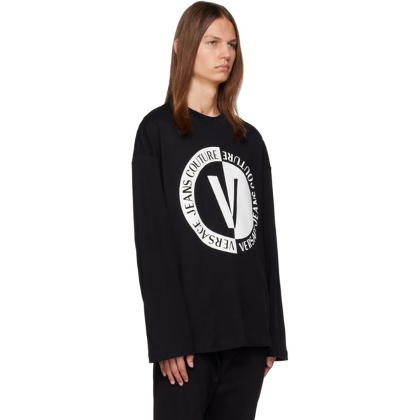 베르사체 베르사체 진 꾸뛰르 베르사체 Versace Jeans Couture Black V-Emblem Long Sleeve T-Shirt 232202M213008