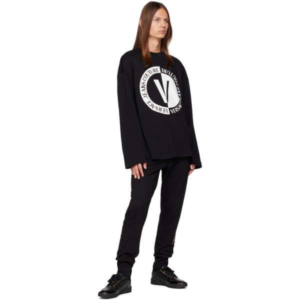 베르사체 베르사체 진 꾸뛰르 베르사체 Versace Jeans Couture Black V-Emblem Long Sleeve T-Shirt 232202M213008