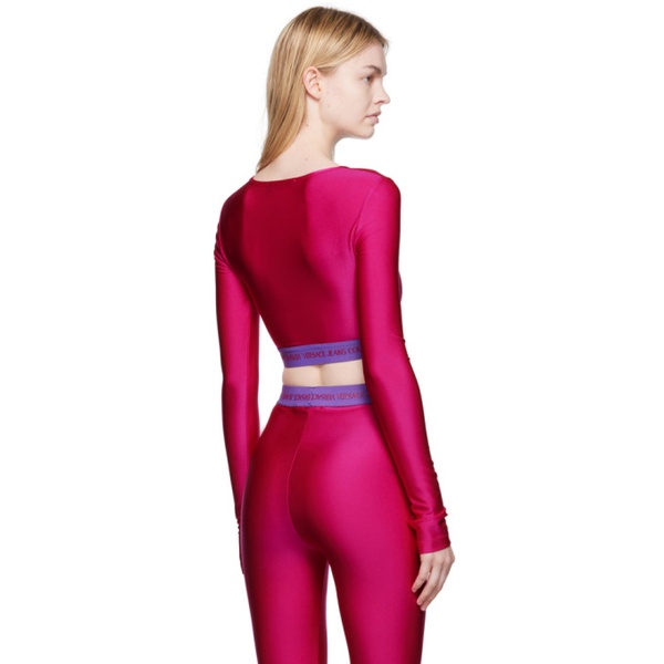 베르사체 베르사체 진 꾸뛰르 베르사체 Versace Jeans Couture Pink Bonded Long Sleeve T-Shirt 222202F110024