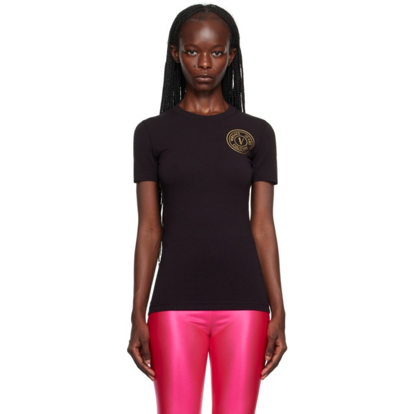 베르사체 베르사체 진 꾸뛰르 베르사체 Versace Jeans Couture Black V-Emblem T-Shirt 232202F110029