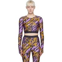 베르사체 진 꾸뛰르 베르사체 Versace Jeans Couture Purple Nylon Long Sleeve T-Shirt 222202F110000