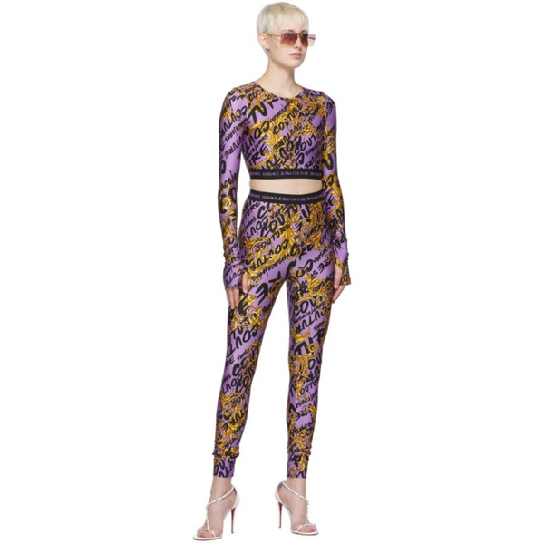 베르사체 베르사체 진 꾸뛰르 베르사체 Versace Jeans Couture Purple Nylon Long Sleeve T-Shirt 222202F110000