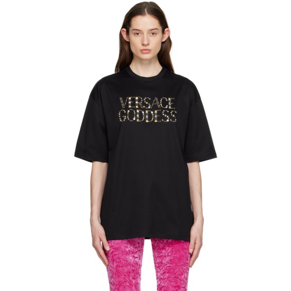 베르사체 베르사체 Versace Black Oversized T-Shirt 231404F110008