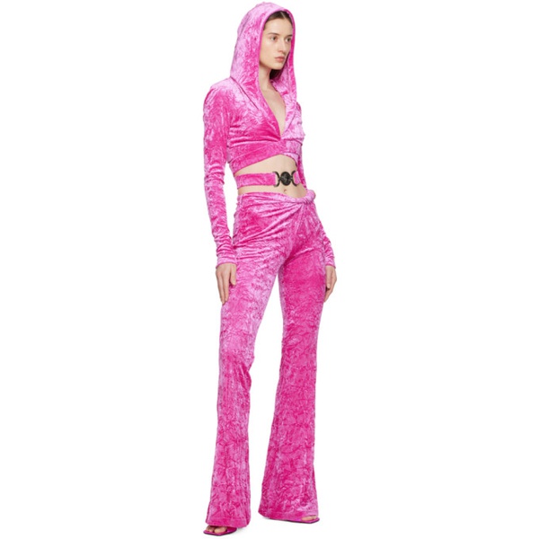베르사체 베르사체 Versace Pink Medusa Biggie Crop Hoodie 231404F097005