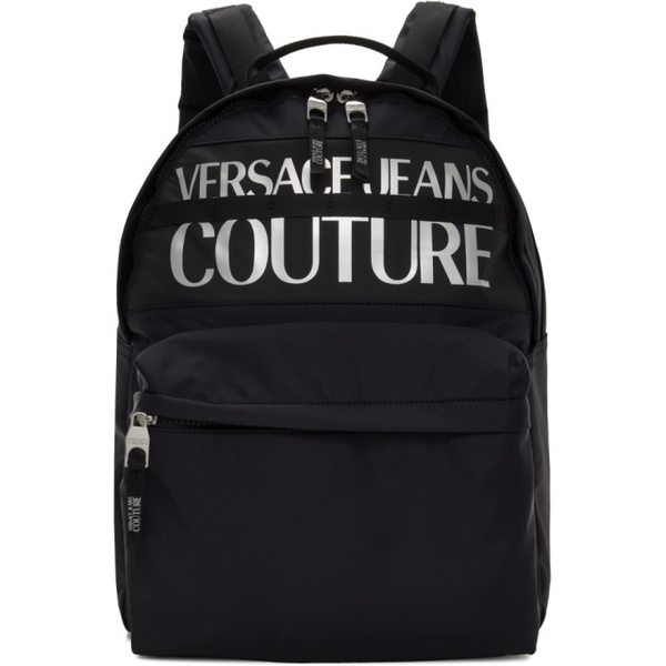 베르사체 베르사체 진 꾸뛰르 베르사체 Versace Jeans Couture Black & Silver Logo Backpack 222202M166005