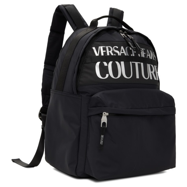 베르사체 베르사체 진 꾸뛰르 베르사체 Versace Jeans Couture Black & Silver Logo Backpack 222202M166005