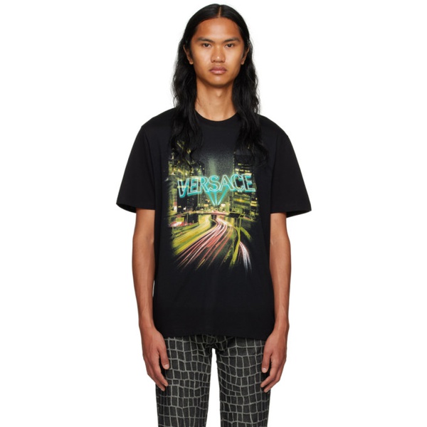 베르사체 베르사체 Versace Black City Lights T-Shirt 232404M213016