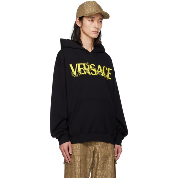 베르사체 베르사체 Versace Black Printed Hoodie 232404M202002