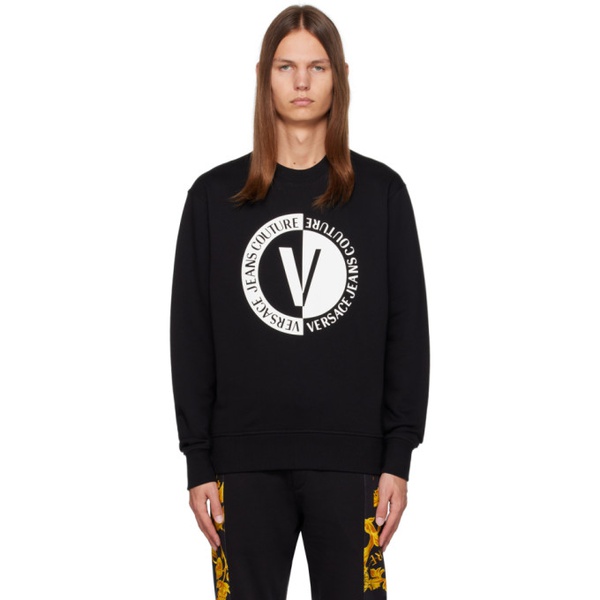 베르사체 베르사체 진 꾸뛰르 베르사체 Versace Jeans Couture Black V-Emblem Sweatshirt 232202M204005