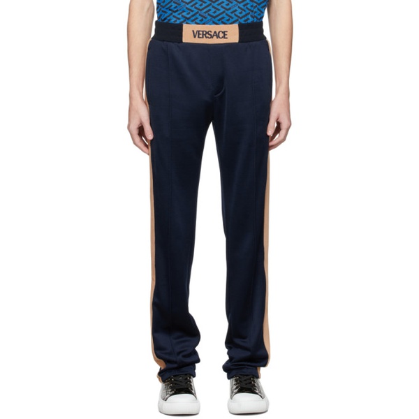 베르사체 베르사체 Versace Navy Rib Knit Sweatpants 221404M190005