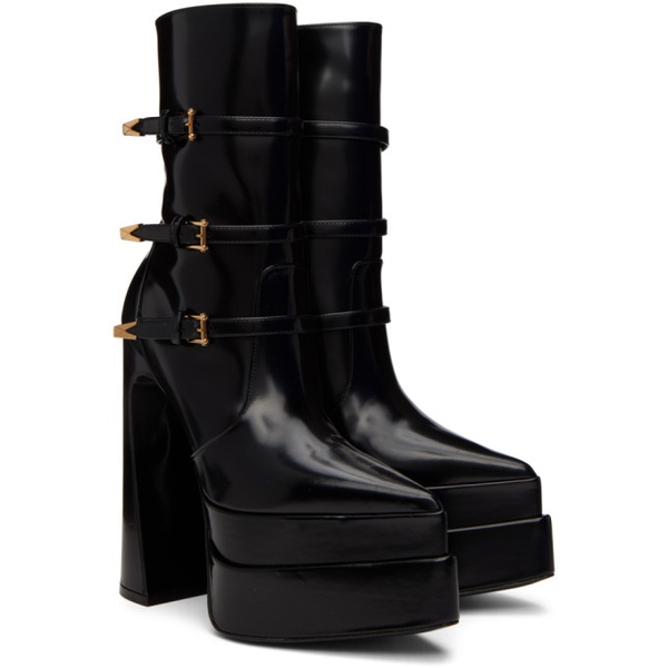 베르사체 베르사체 Versace Black Aevitas Pointy Platform Boots 222404F114003