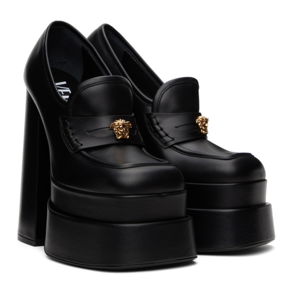베르사체 베르사체 Versace Black Aevitas Platform Loafers 222404F122073