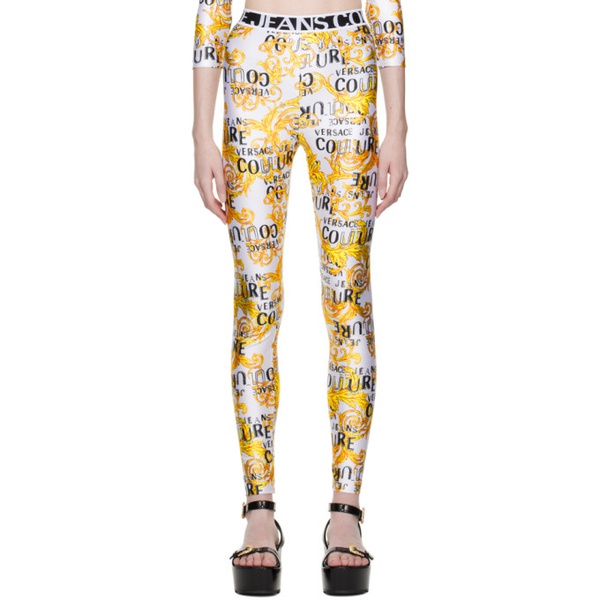 베르사체 베르사체 진 꾸뛰르 베르사체 Versace Jeans Couture White Printed Leggings 231202F085012