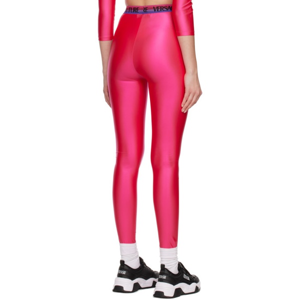 베르사체 베르사체 진 꾸뛰르 베르사체 Versace Jeans Couture Pink Shiny Leggings 231202F085002
