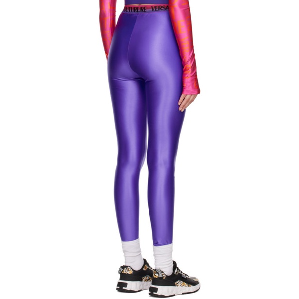 베르사체 베르사체 진 꾸뛰르 베르사체 Versace Jeans Couture Purple Shiny Leggings 231202F085001