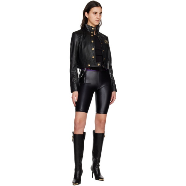 베르사체 베르사체 진 꾸뛰르 베르사체 Versace Jeans Couture Black Shiny Bike Shorts 231202F088007