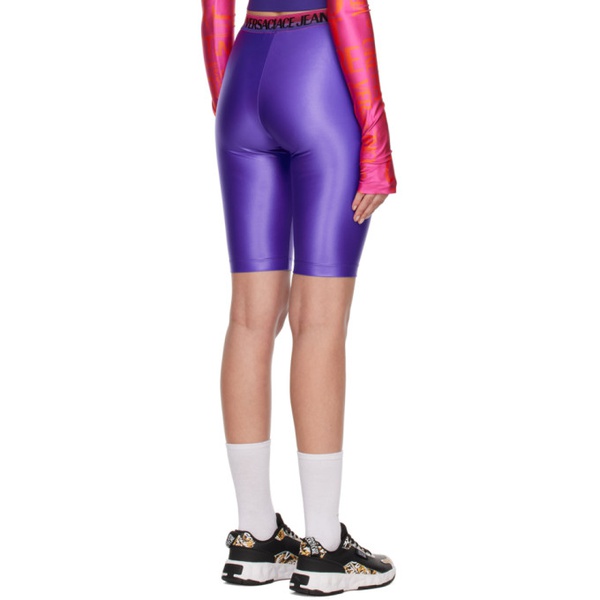베르사체 베르사체 진 꾸뛰르 베르사체 Versace Jeans Couture Purple Shiny Bike Shorts 231202F088005