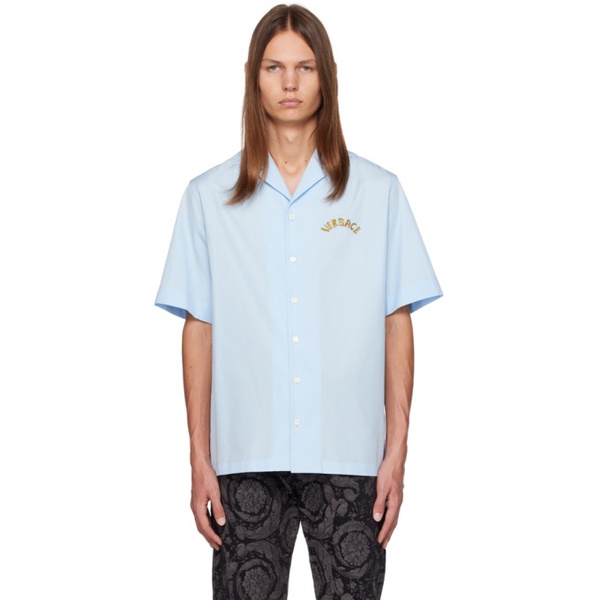 베르사체 베르사체 Versace Blue Embroidered Shirt 232404M192002