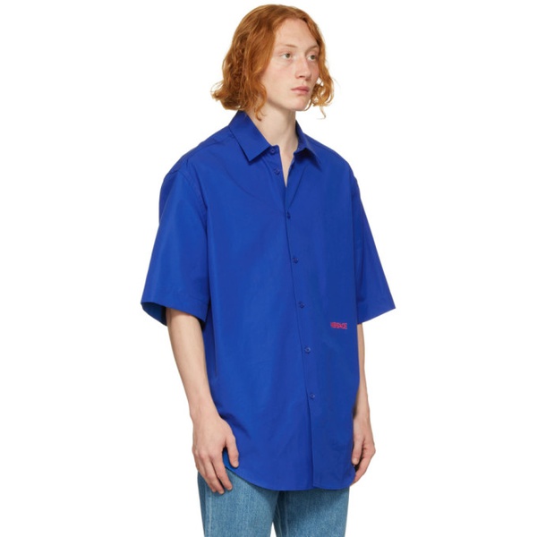 베르사체 베르사체 Versace Blue Embroidered Shirt 222404M192015