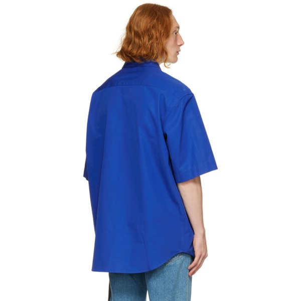 베르사체 베르사체 Versace Blue Embroidered Shirt 222404M192015