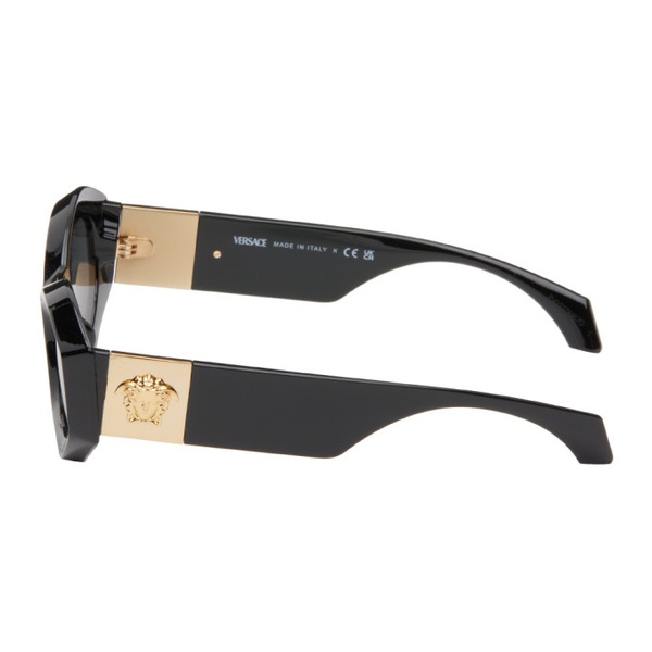 베르사체 베르사체 Versace Black Medusa Plaque Irregular Sunglasses 242404F005033
