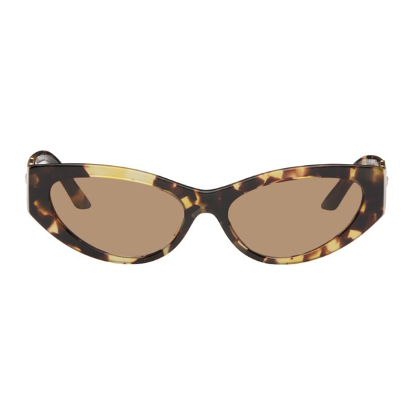 베르사체 베르사체 Versace Brown Greca Strass Cat-Eye Sunglasses 242404F005036