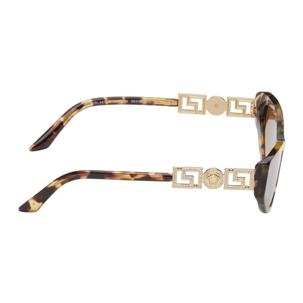 베르사체 베르사체 Versace Brown Greca Strass Cat-Eye Sunglasses 242404F005036