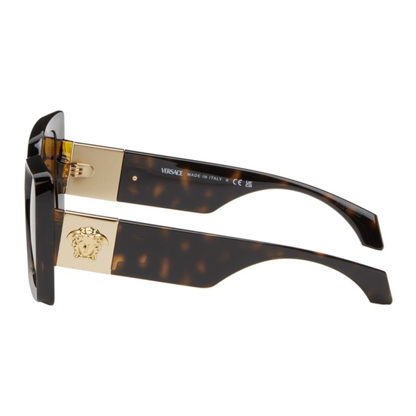베르사체 베르사체 Versace Brown Medusa Plaque Irregular Sunglasses 242404F005035